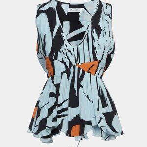 Dior Sleeveless Blouse - Black, White, and Orange
